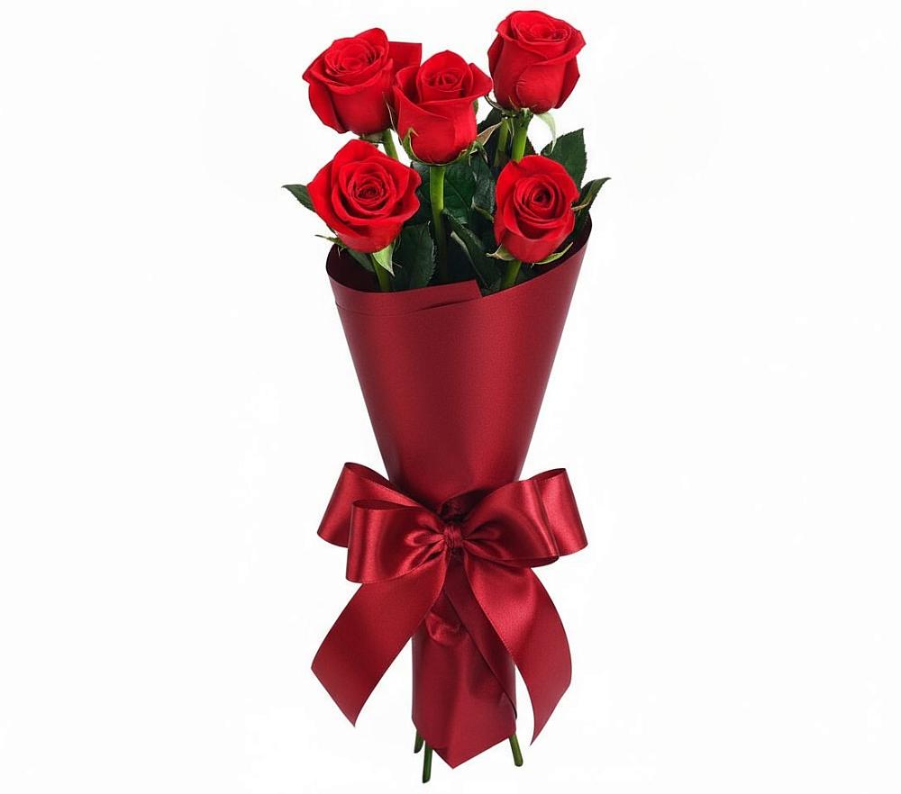 Букет 5 Красных роз Эдлесс Лав в Фёдоровской