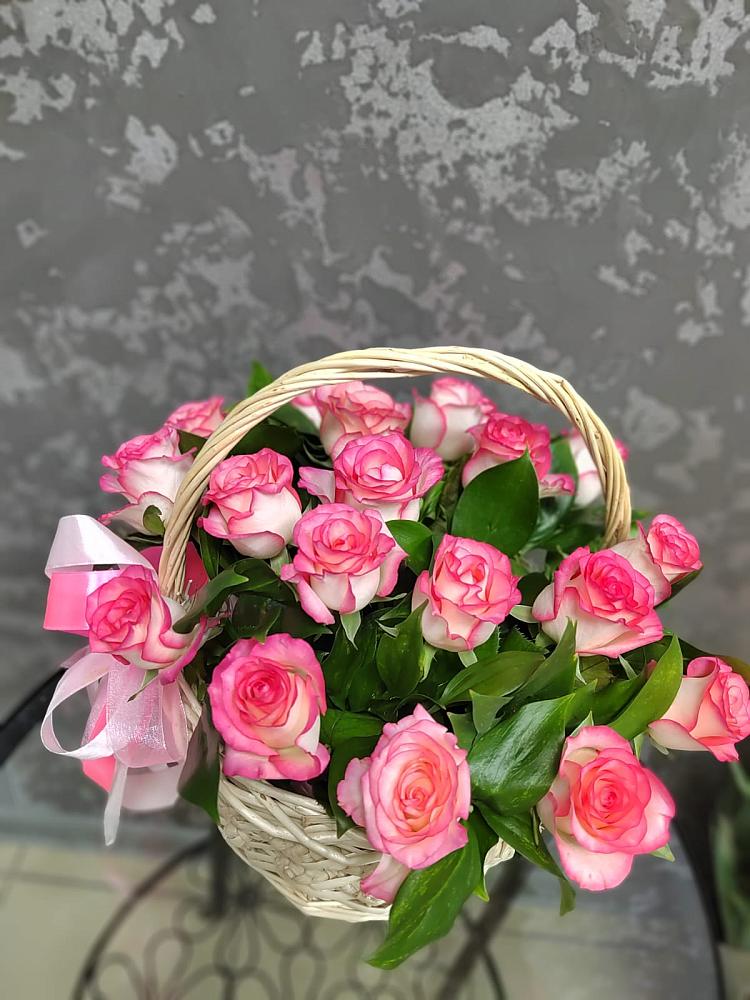 Цветочная композиция из Розы в корзине в Фёдоровской