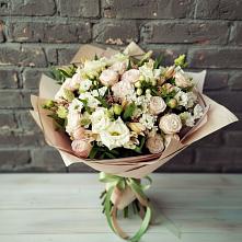 Букет цветов из:  Альстромерии, Розы и Хризантемы в Фёдоровской