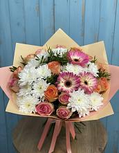 Букет цветов из:  Розы, Герберы и Хризантемы в Фёдоровской