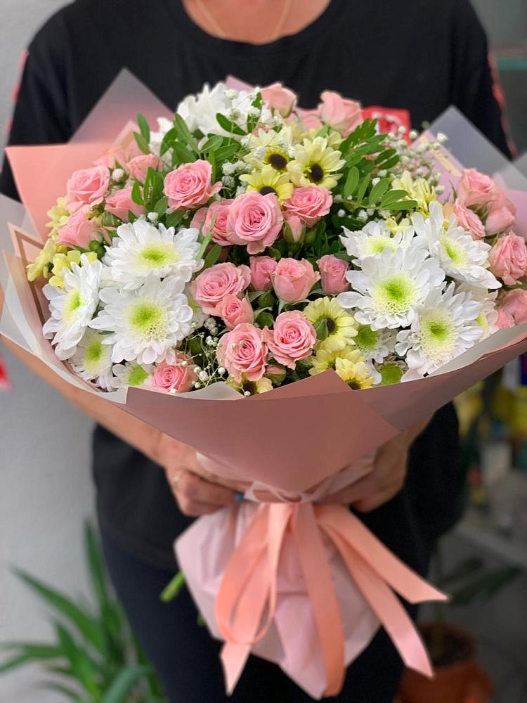 Букет цветов из: Розы и Хризантемы в Фёдоровской