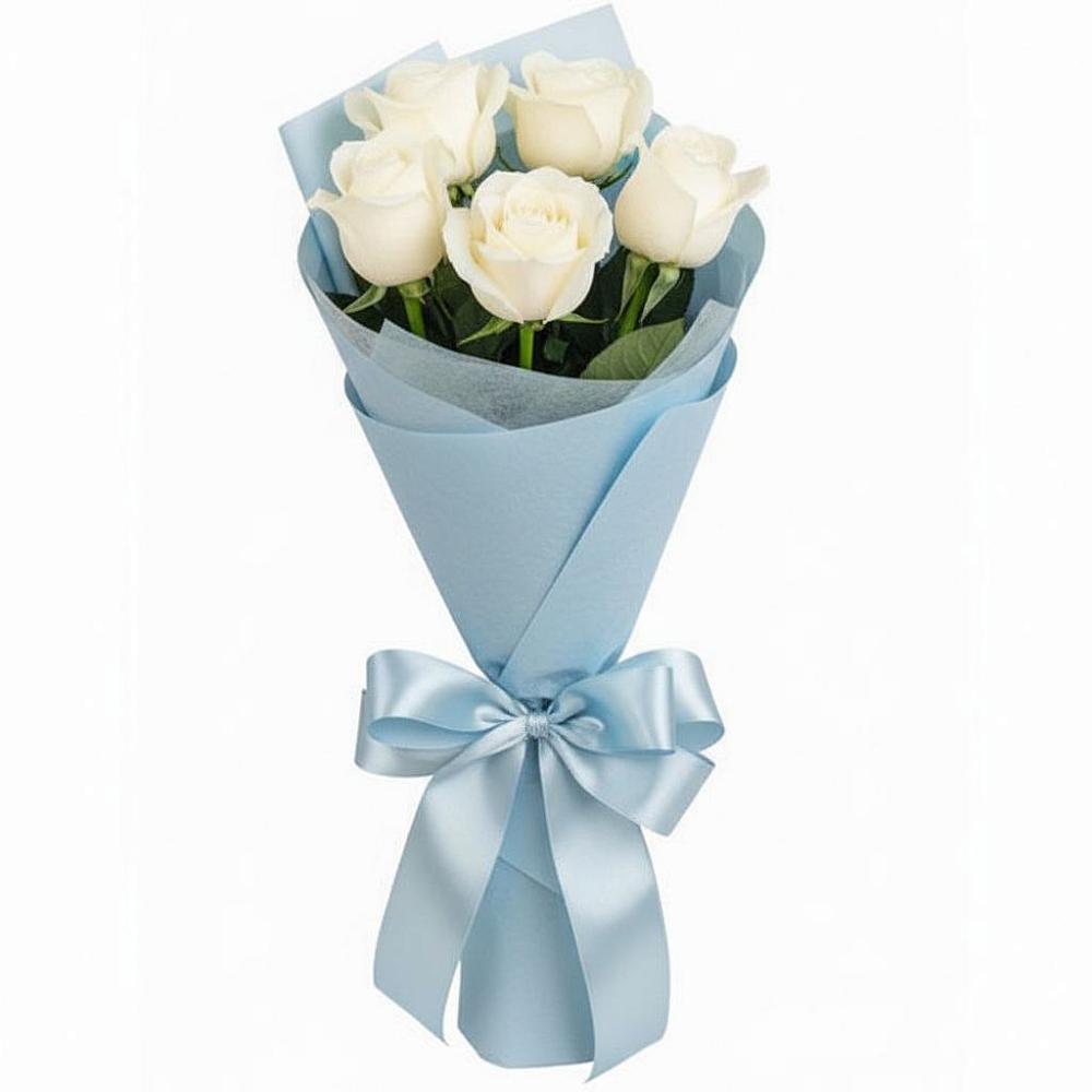 Букет 5 Белых роз Проуд в Фёдоровской
