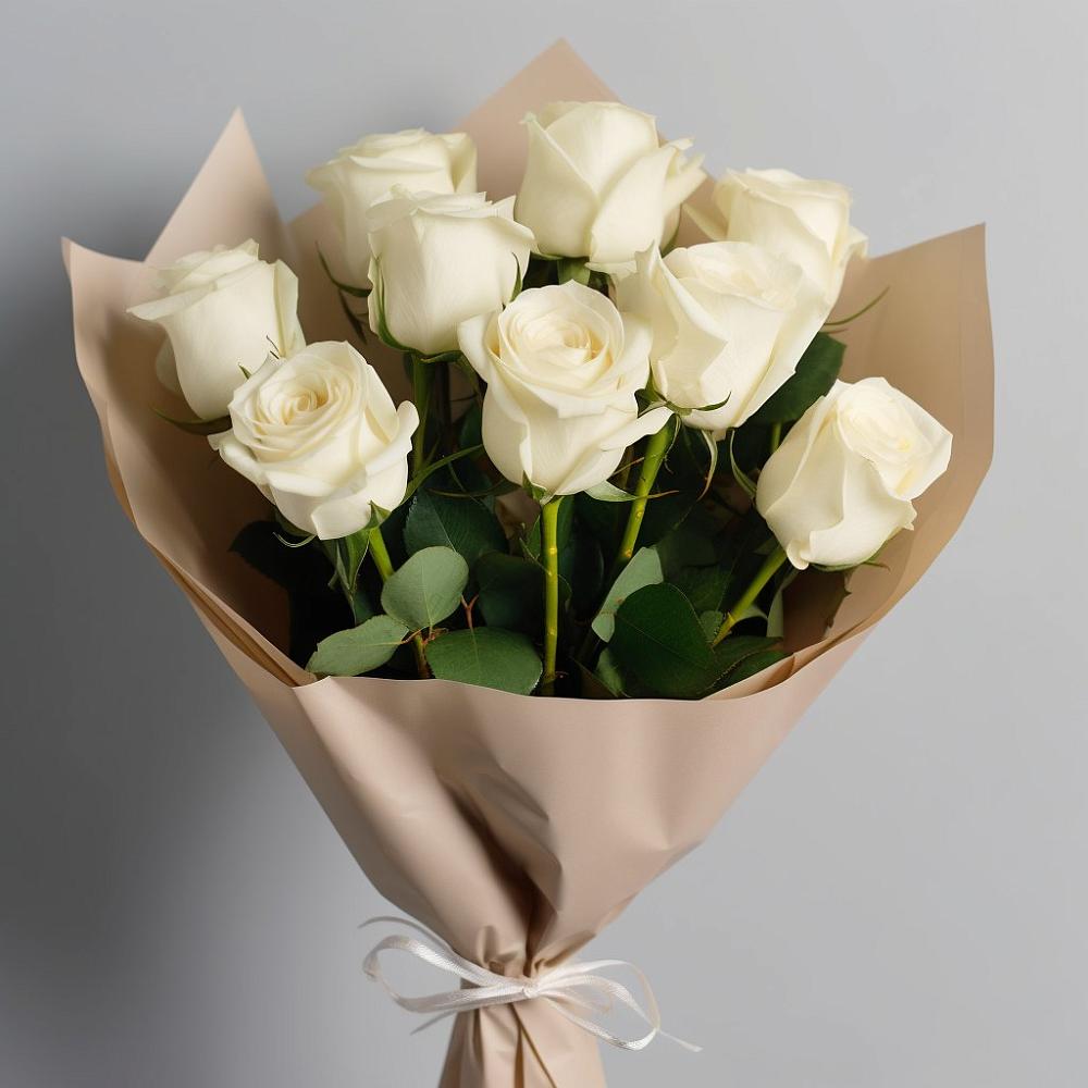 Букет 9 Белых роз Эдлесс Лав в Фёдоровской