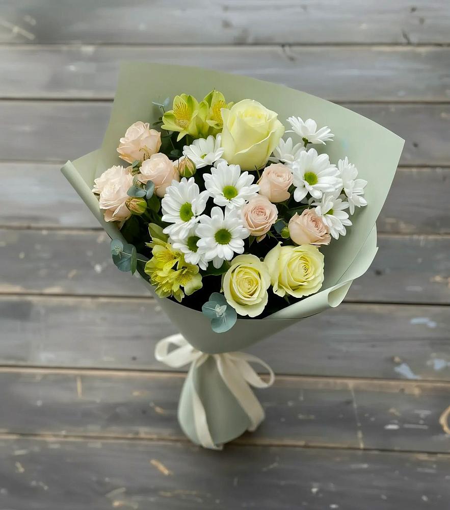 Букет цветов из: Альстромерии, Розы и Хризантемы в Фёдоровской