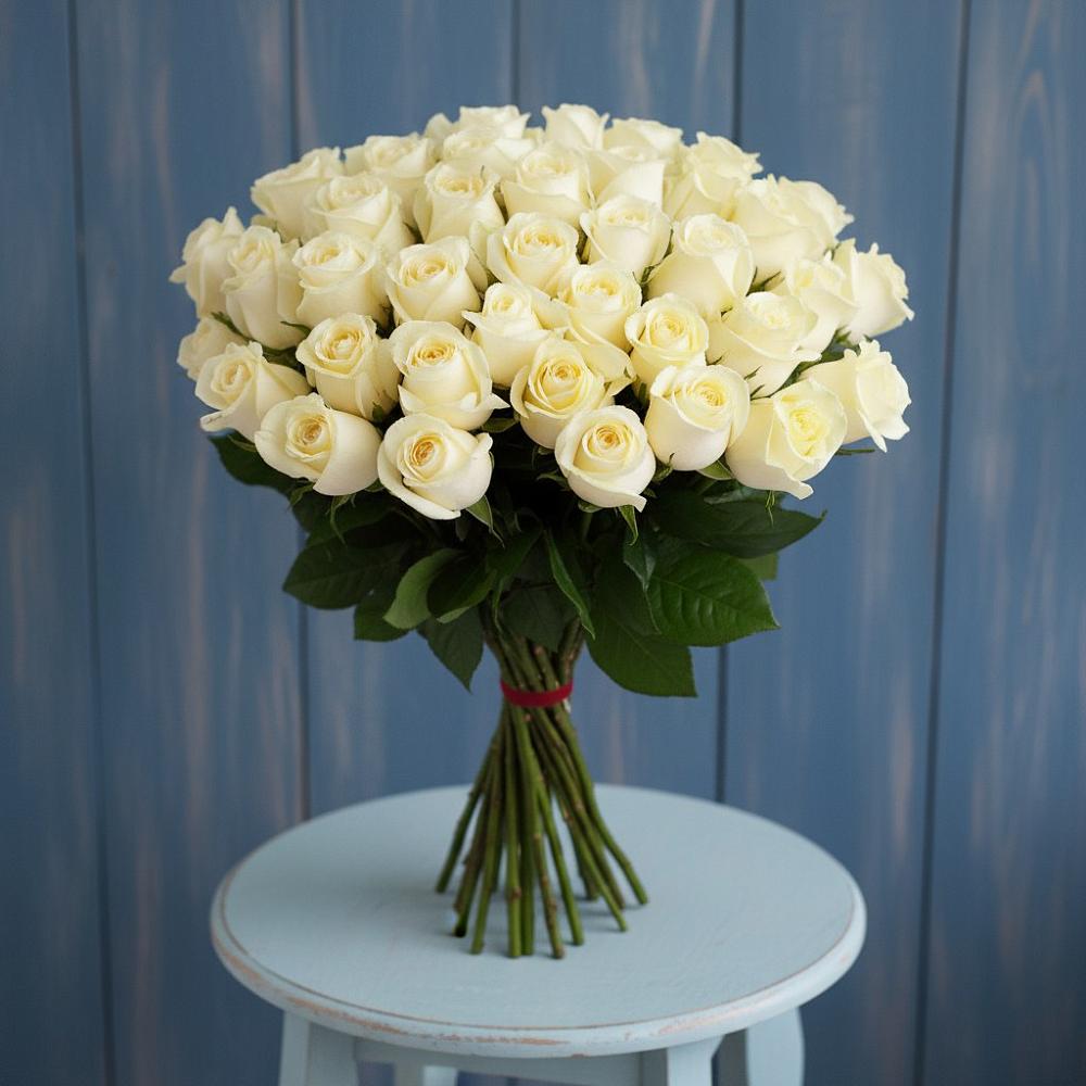Букет 51 Белая роза Эдлесс Лав в Фёдоровской
