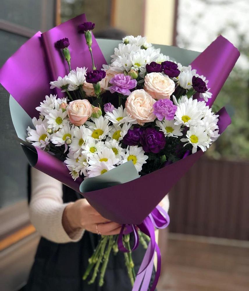 Букет цветов из: Хризантемы, Гвоздики и Розы в Фёдоровской