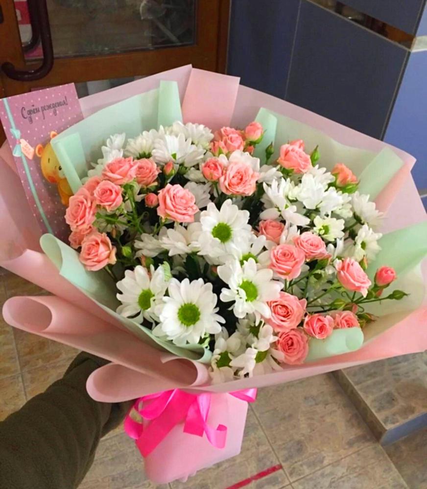 Букет цветов из: Розы и Хризантемы в Фёдоровской