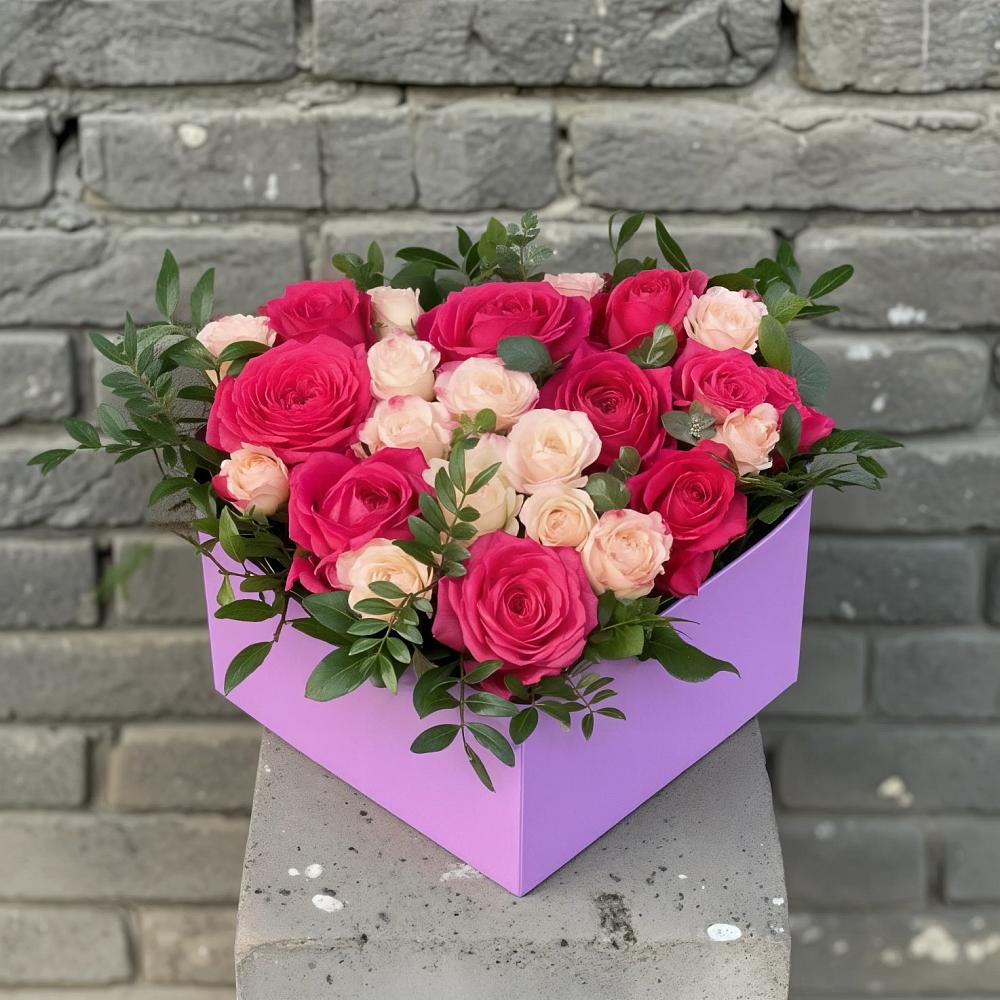 Цветочная композиция из Розы в коробке в Фёдоровской