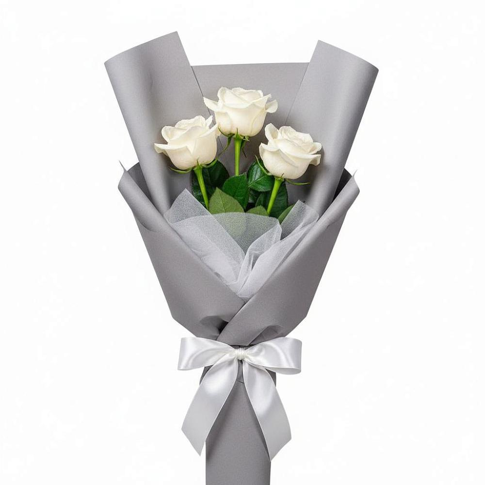 Букет 3 белые розы в Фёдоровской