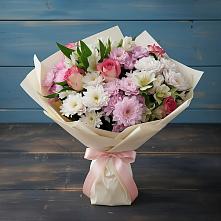 Букет цветов из:  Хризантемы, Альстромерии и Розы в Фёдоровской