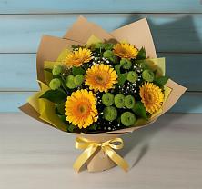 Букет цветов из:  Герберы и Хризантемы в Фёдоровской