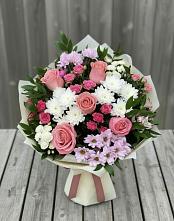 Букет цветов из:  Альстромерии, Гвоздики, Розы и Хризантемы в Фёдоровской