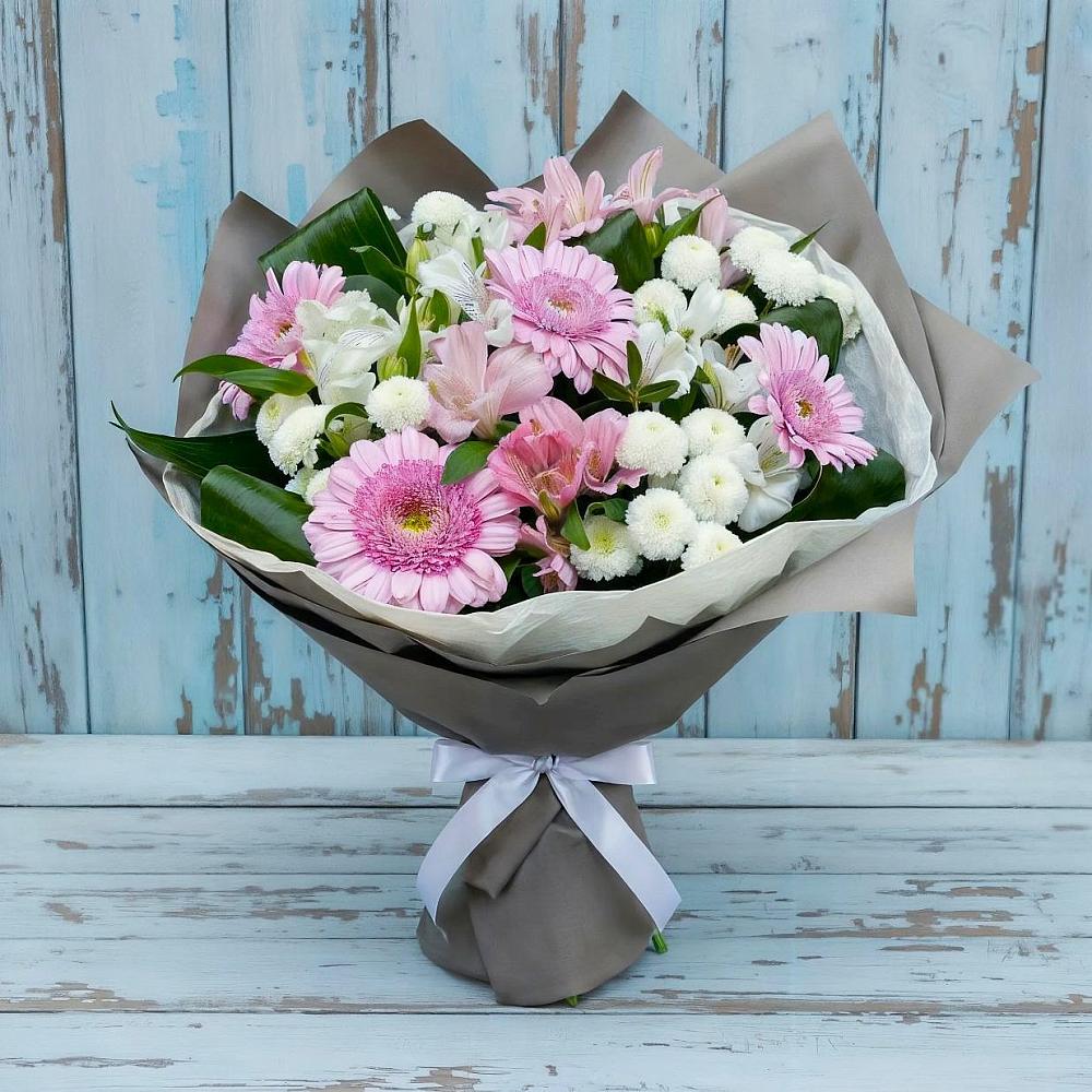Букет цветов из: Герберы, Альстромерии и Хризантемы в Фёдоровской