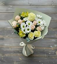 Букет цветов из:  Альстромерии, Розы и Хризантемы в Фёдоровской