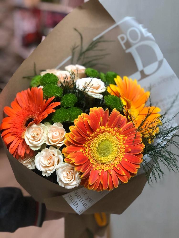 Букет цветов из: Герберы, Хризантемы и Розы в Фёдоровской