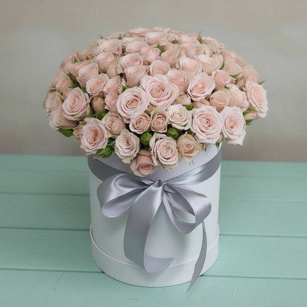 Цветочная композиция из Розы в шляпной коробке в Фёдоровской